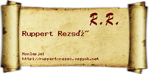 Ruppert Rezső névjegykártya